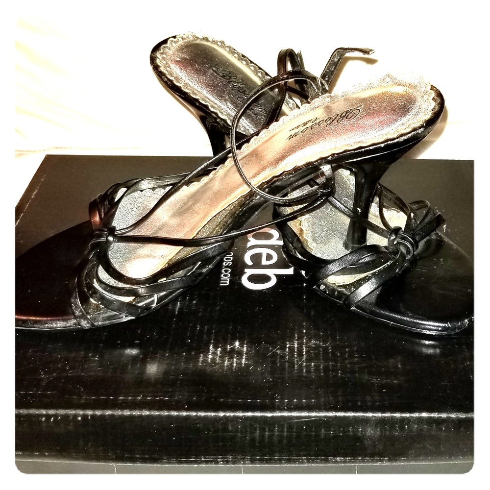 Womens size 7.5 black strappy high heels